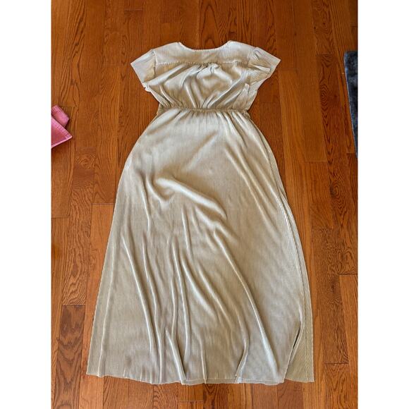 Baltic Born Athena Gold Ribbed Maxi Dress Holiday Wedding Maternity Large - Picture 4 of 5